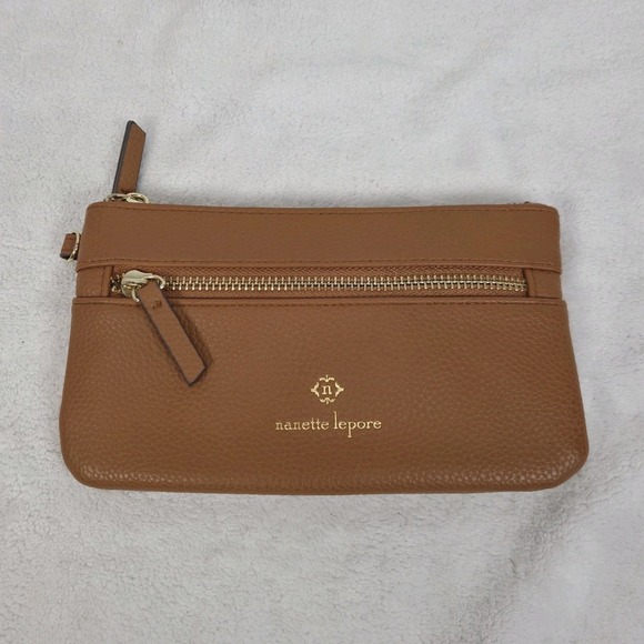 Nanette Lepore Jackets & Blazers - Nanette Lepore Women's Brown Pebbled Faux Leather Zipper Wallet